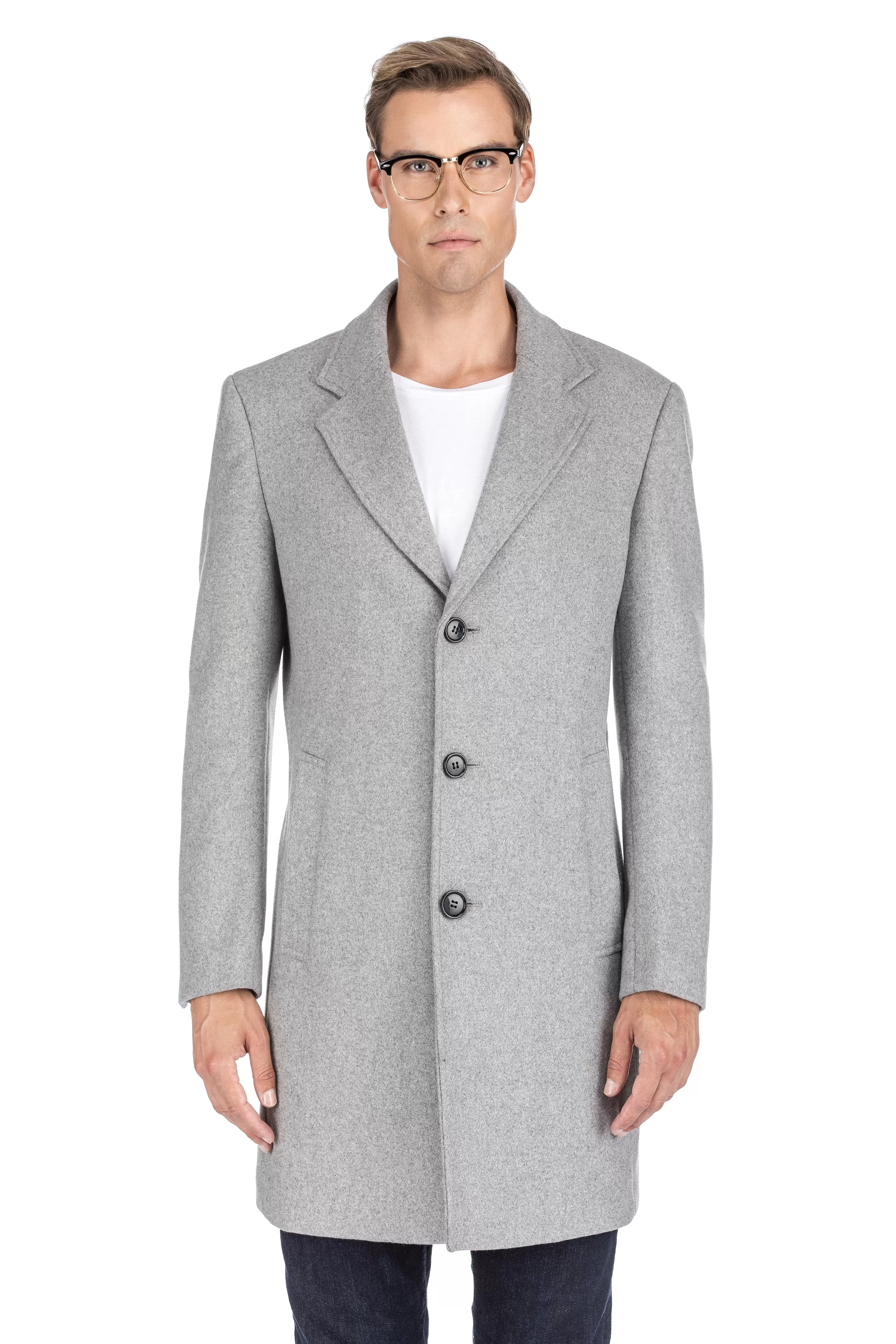 Men's Tailored Wool Blend Notch Collar Wool Blend Walker Car Coat Jacket