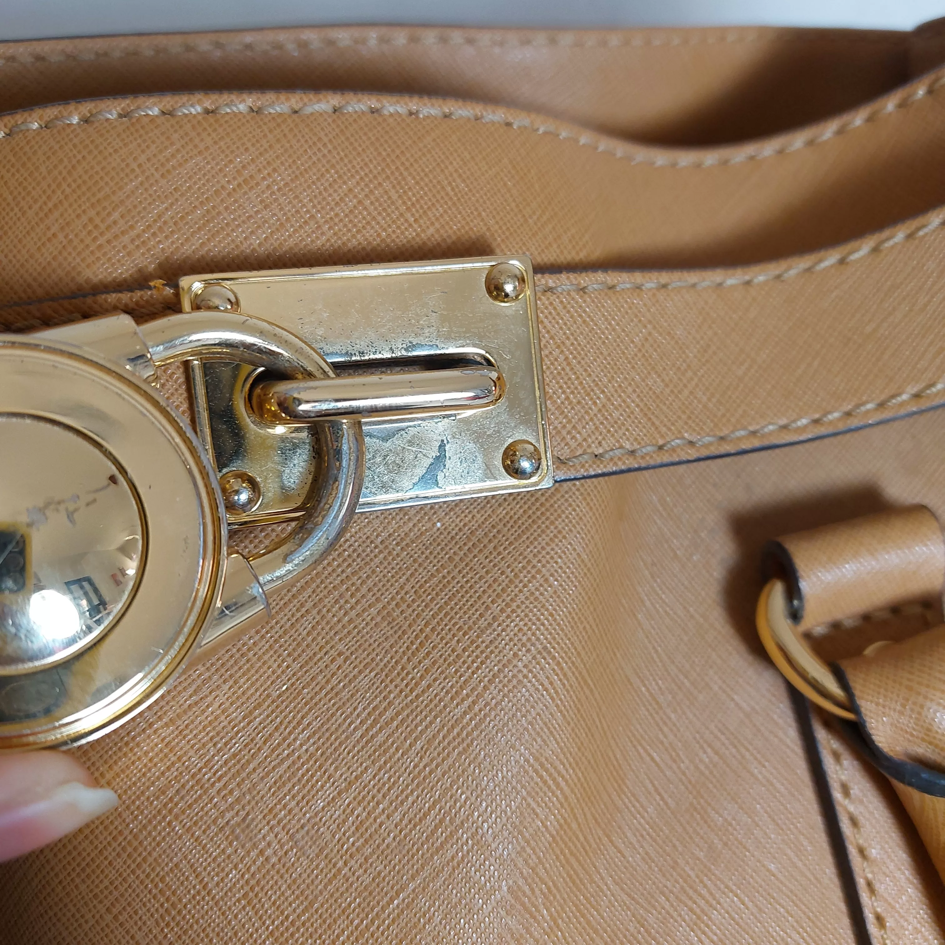 Michael Kors Tan Leather Hamilton Lock Satchel | Pre Loved |