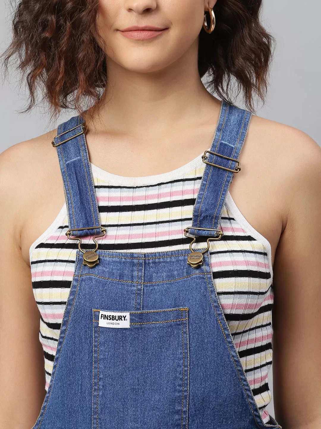 NaughtyDungaree® Womens Denim Dungaree with Bottom Zip Lock Ruffle