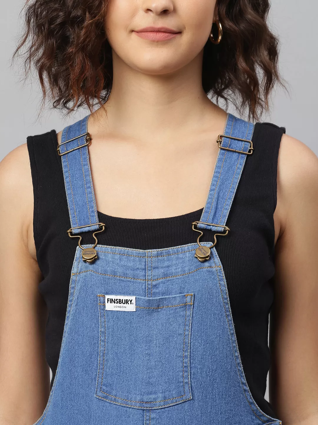 NaughtyDungaree® Womens Denim Dungaree with Leopard Print Infusion