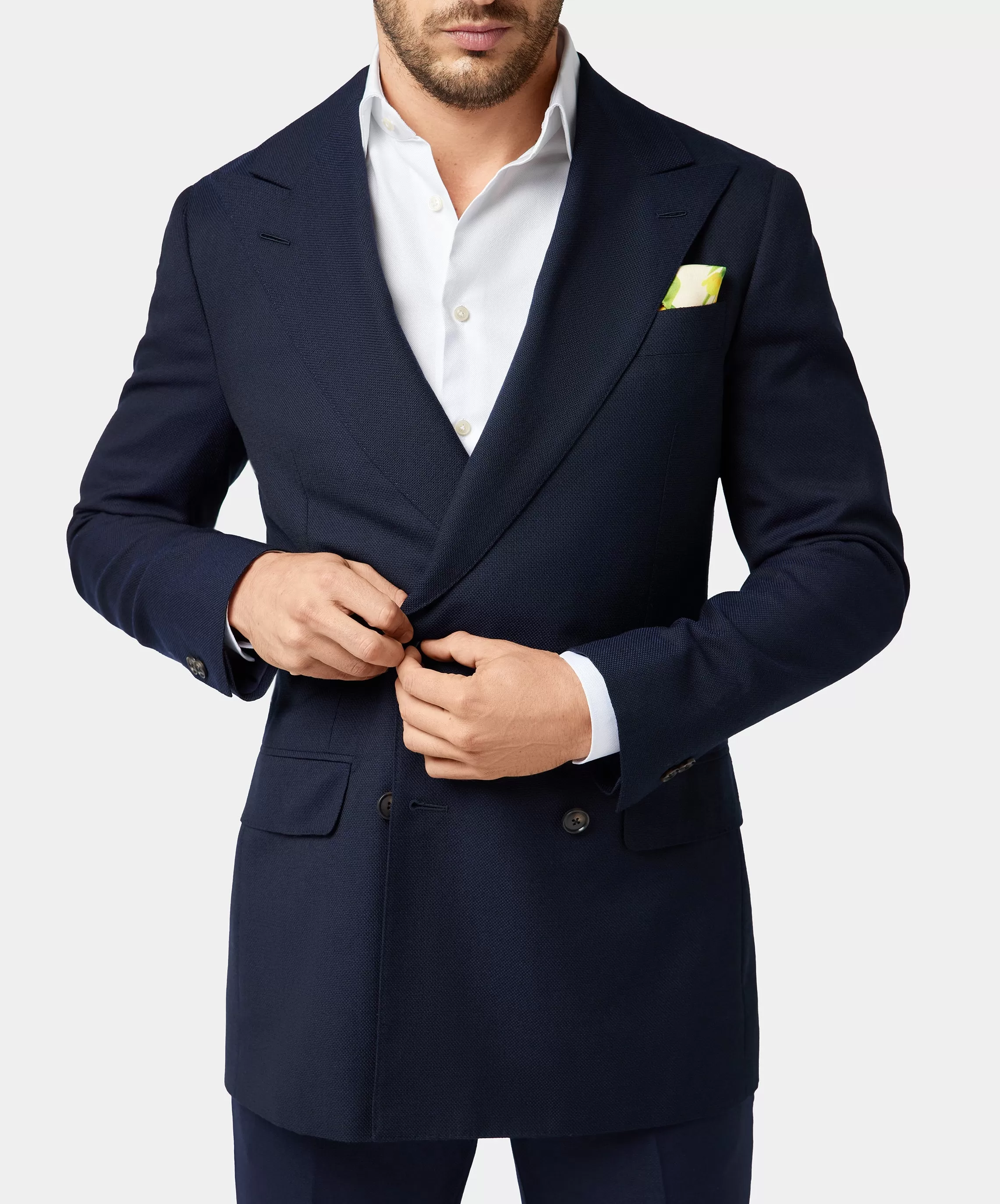 Navy Blue Double-Breasted Jacket