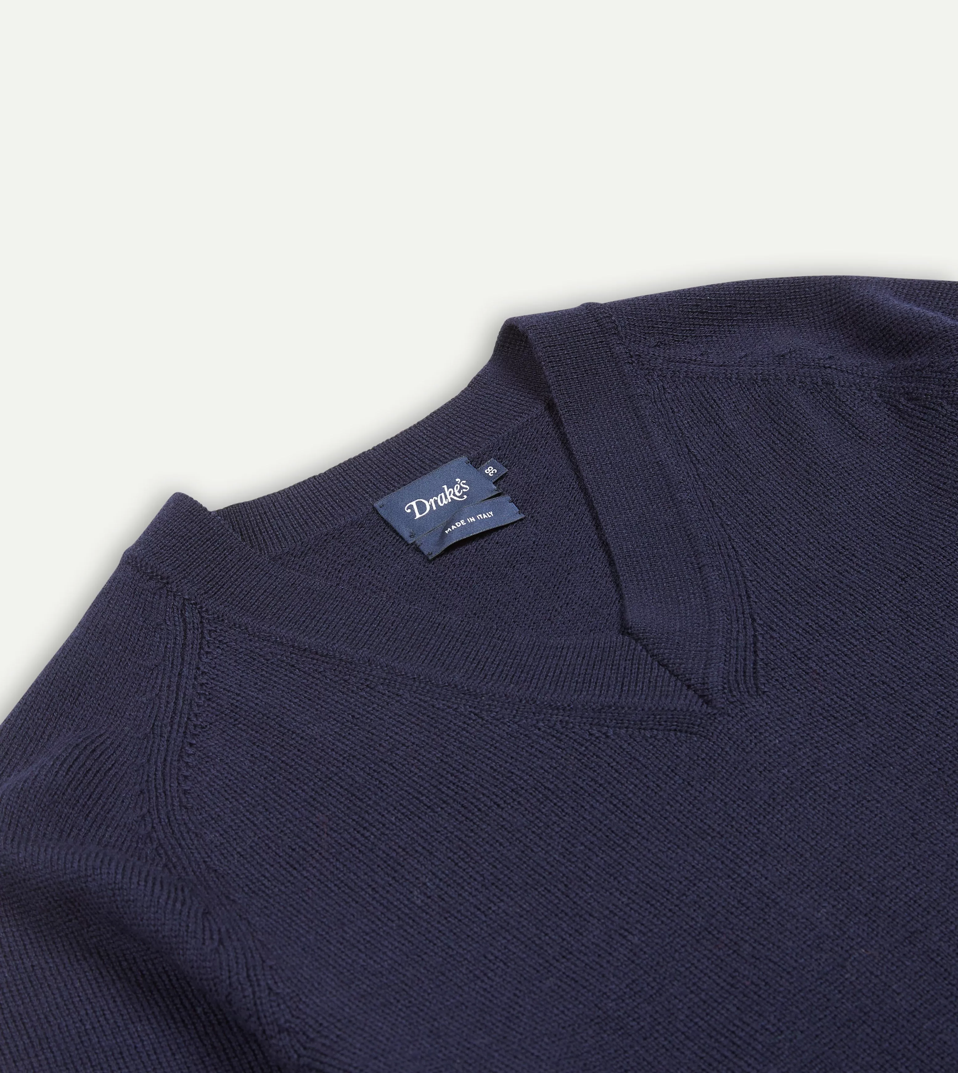 Navy Merino Wool V Neck Jumper