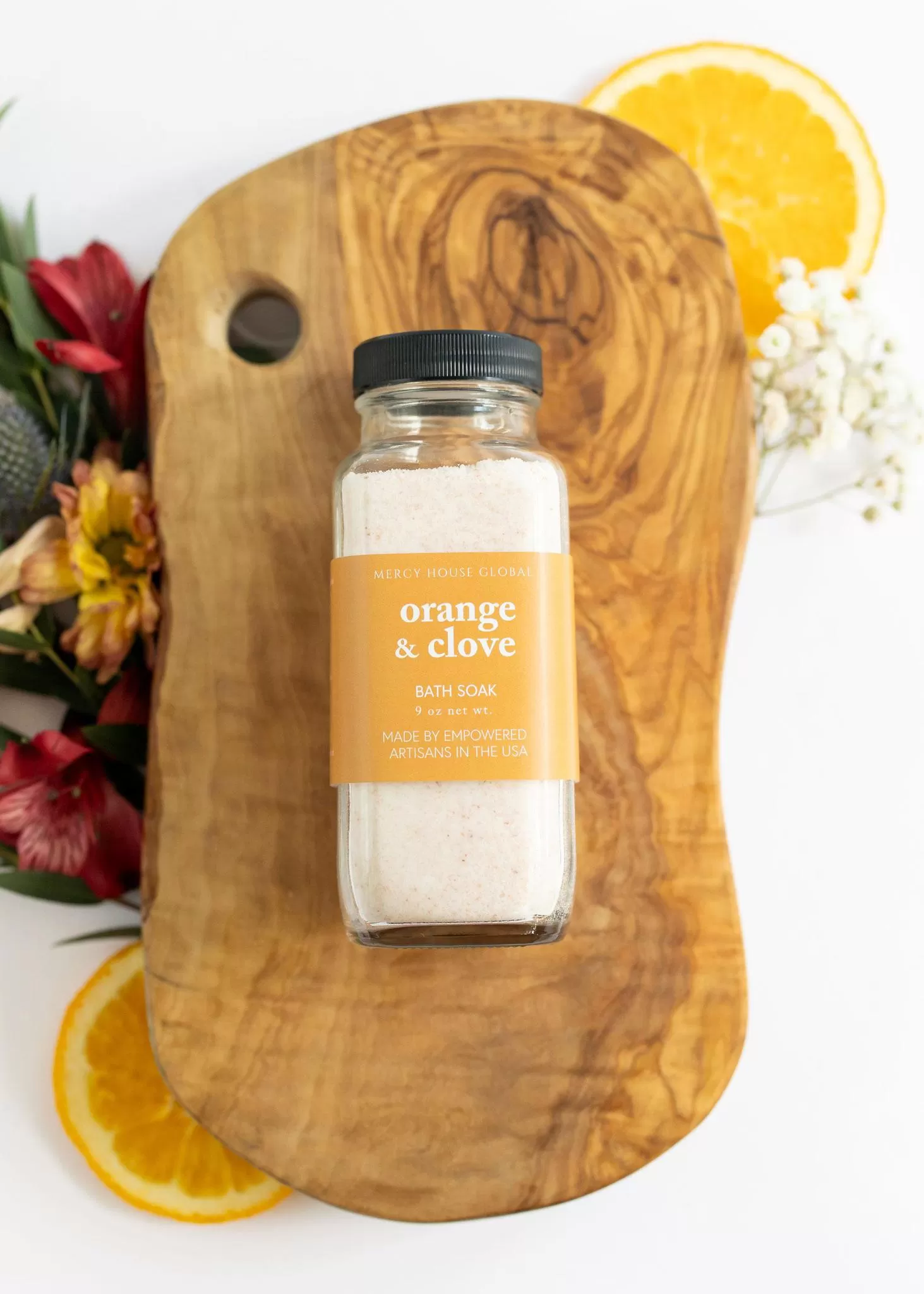 Orange   Clove | 9 oz French Glass Jar Bath Soak