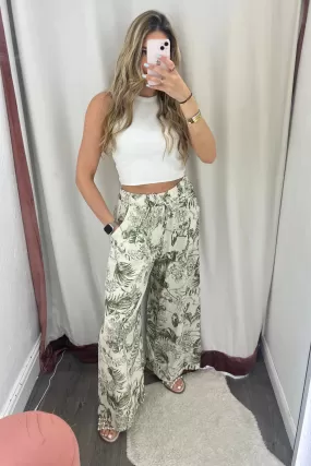 Oriental print elasticated trousers