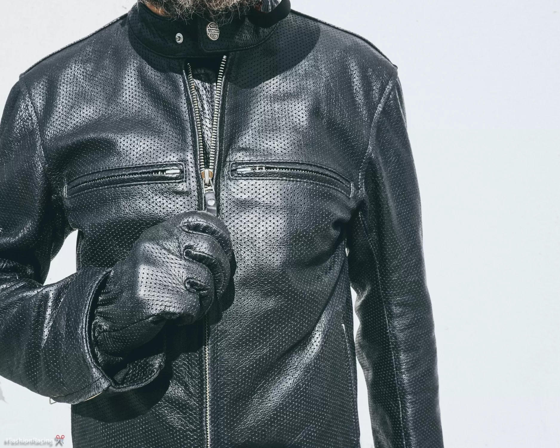 Perforated Leather Jacket in Black for Men, Handcrafted