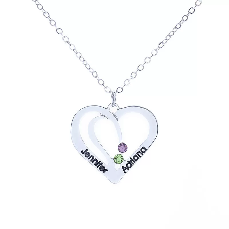 Personalized Double Heart Crystal Pendant