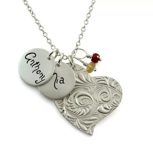 Plume Heart Charm Necklace