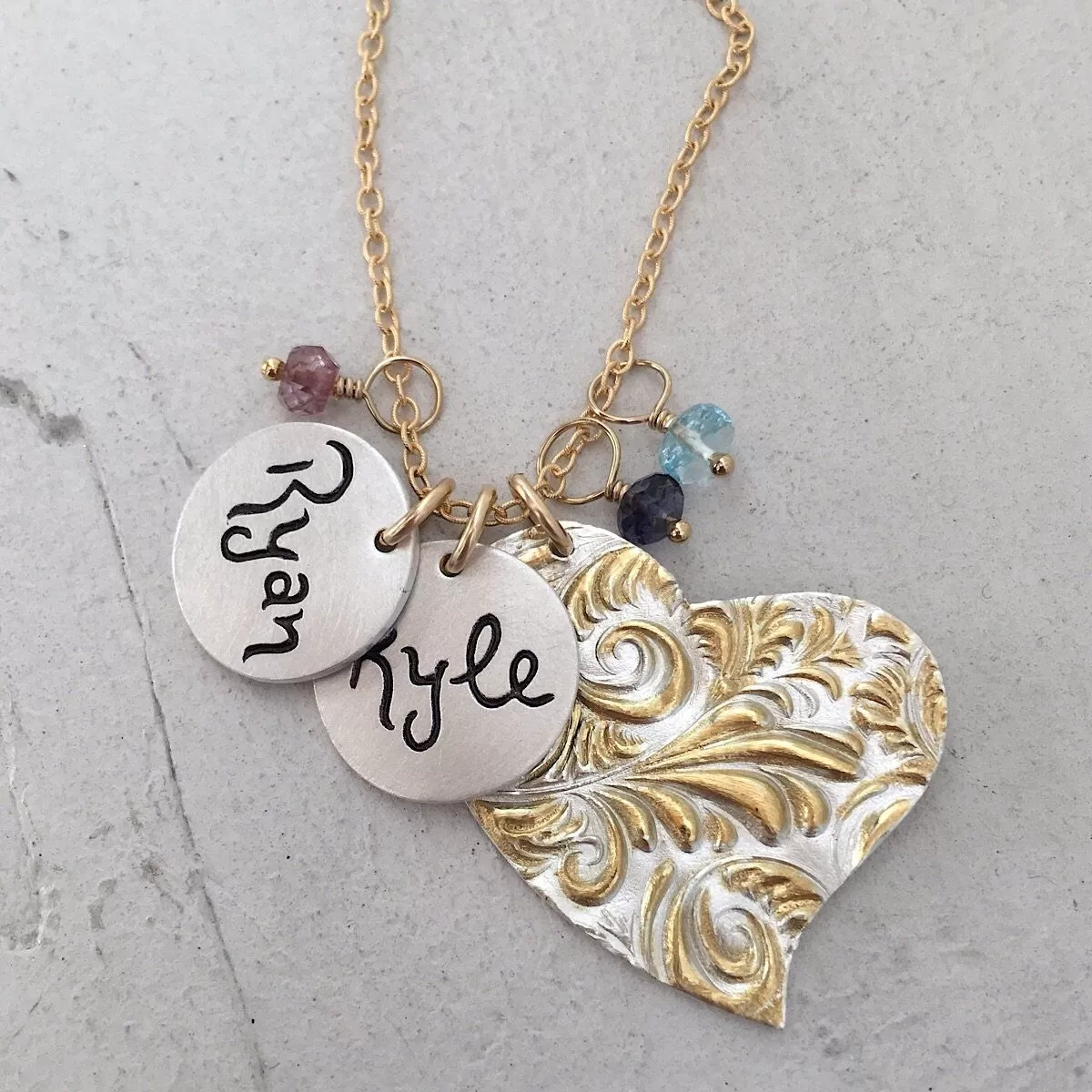 Plume Heart Charm Necklace