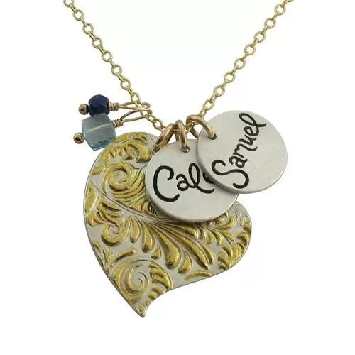 Plume Heart Charm Necklace