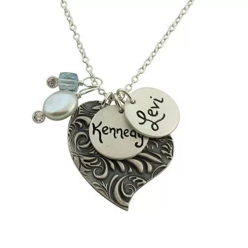 Plume Heart Charm Necklace