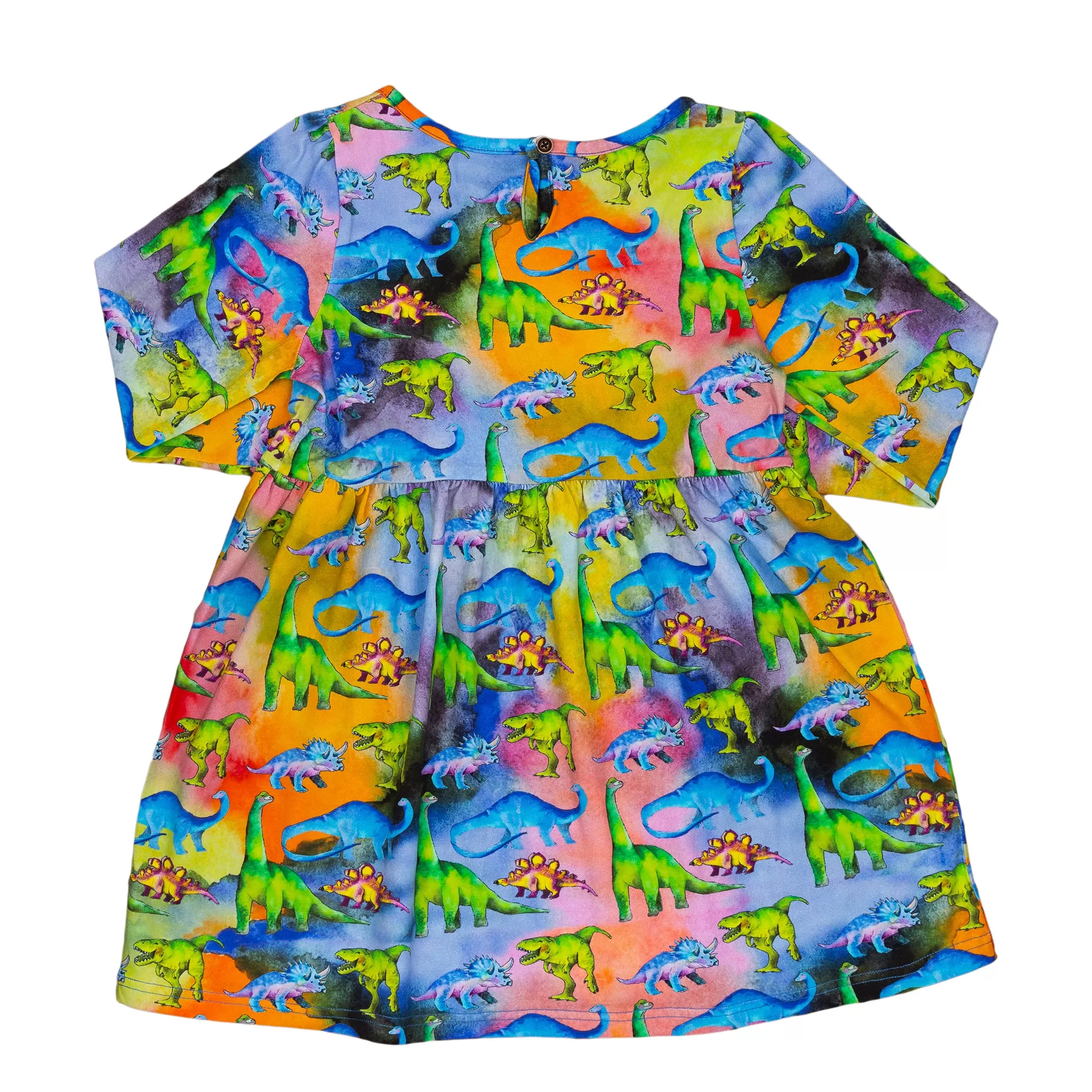 Rainbow-saurus Long Sleeve Pocket Dress