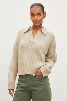 RIYA WOOL CASHMERE POLO SWEATER