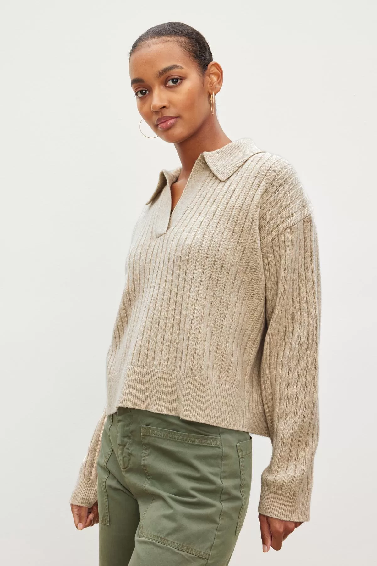 RIYA WOOL CASHMERE POLO SWEATER