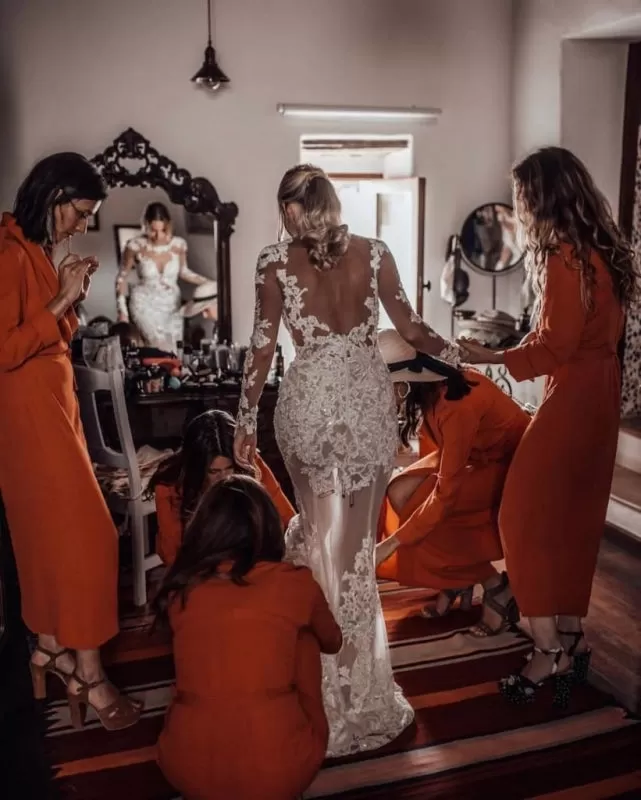 Shift V-Neck Floor Length Orange Chiffon Bridesmaid Dress