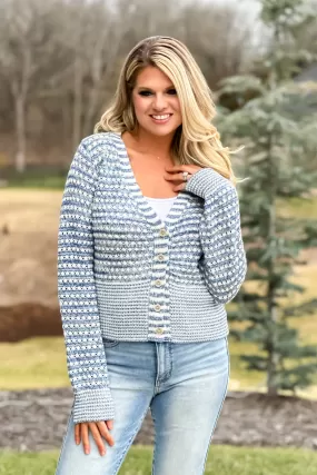 Springtime Breezy Striped Cardigan : IVORY/BLUE