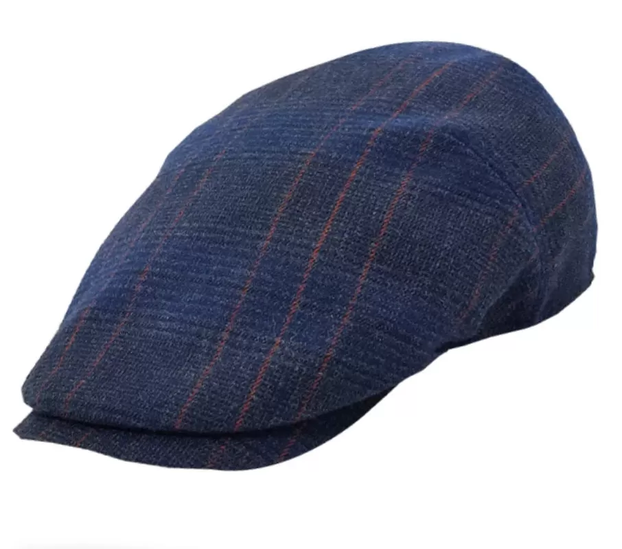 Stanton Navy Prince of Wales Wool blend flat cap