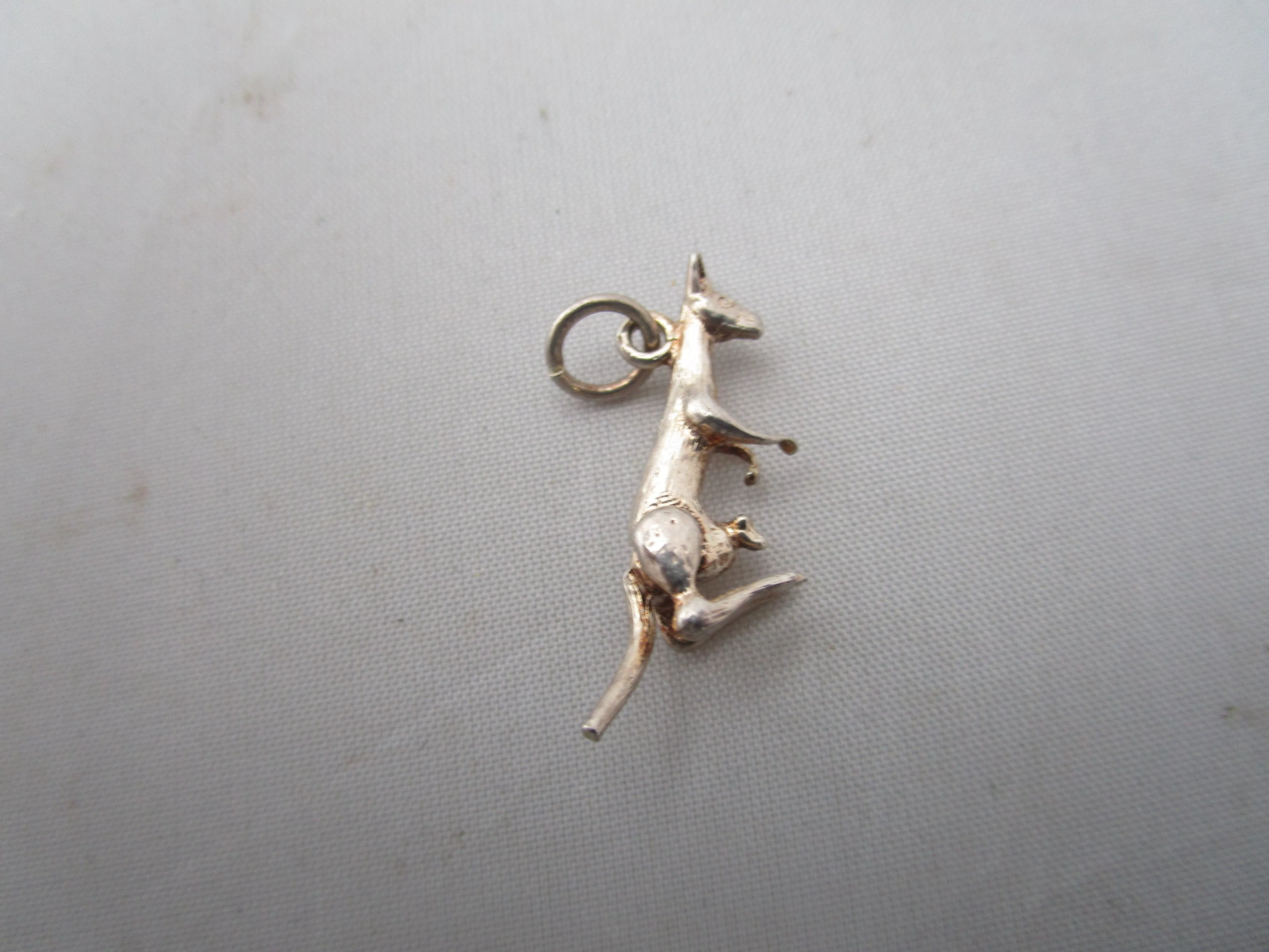 Sterling Silver Articulated Kangaroo With Joey Charm Pendant Vintage c1980