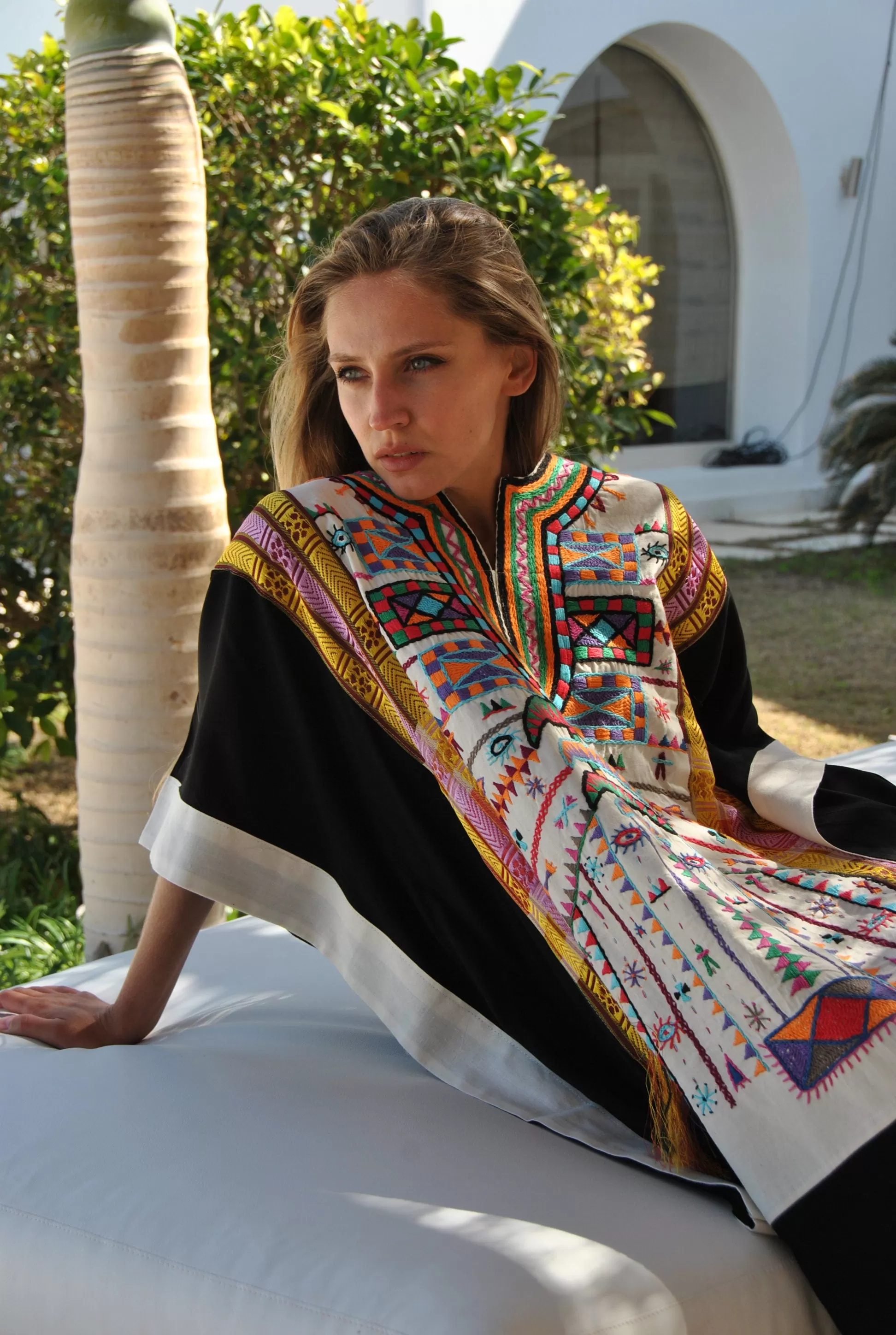 Stunning Siwa hand embroidered Kaftan, cotton kaftan, Long caftan dress, caftans for women, Egyptian cotton,