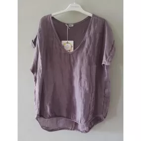 Talia Benson Purple Linen T Shirt