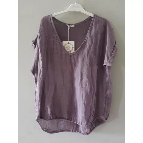 Talia Benson Purple Linen T Shirt