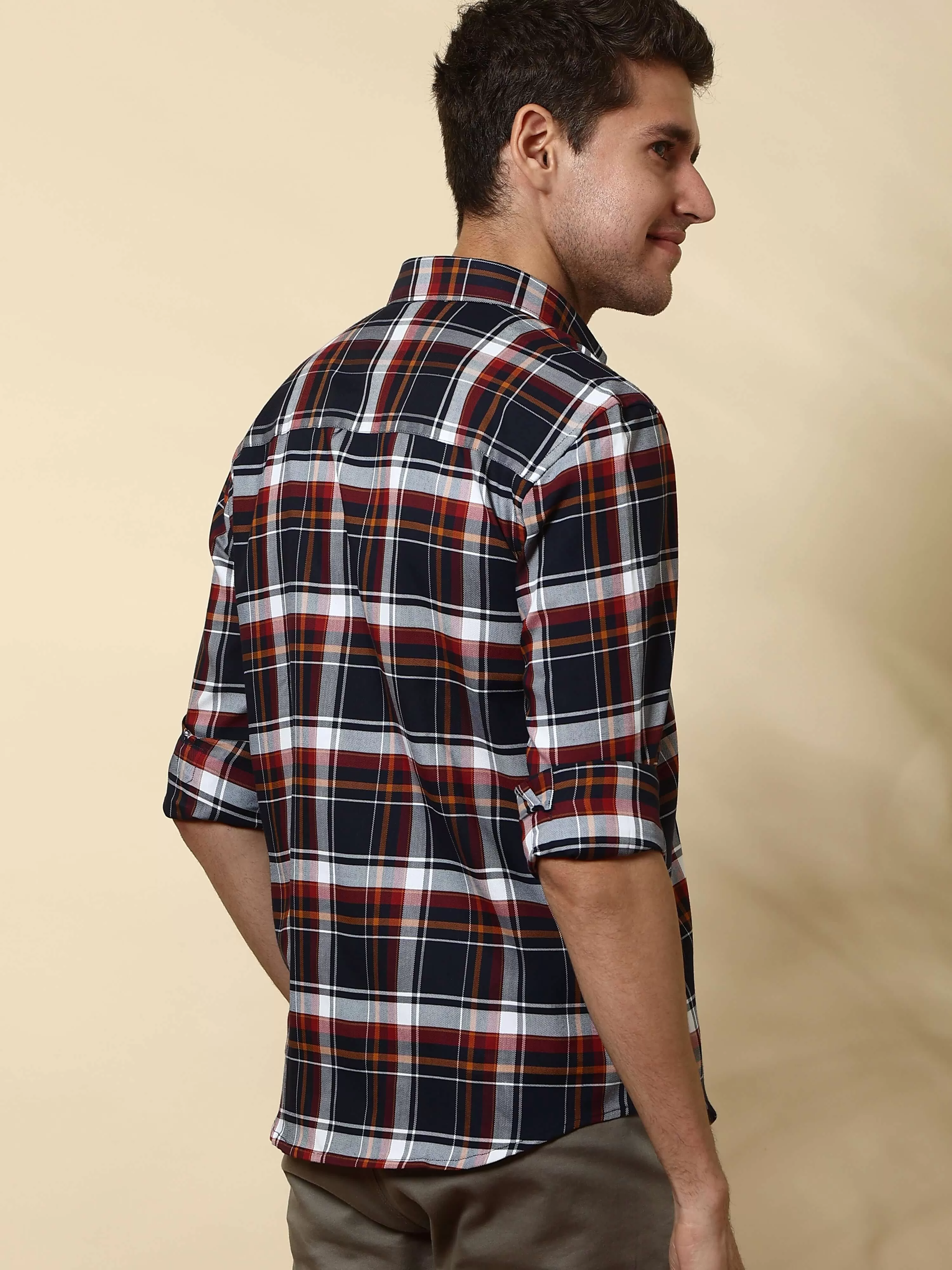 Teal & Green casual check full sleeve shirt