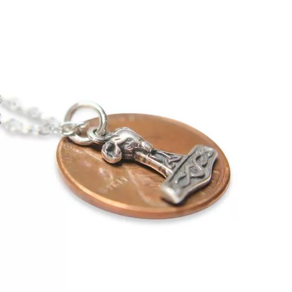 Tiny Mjolnir Rams Head Thors Hammer Necklace