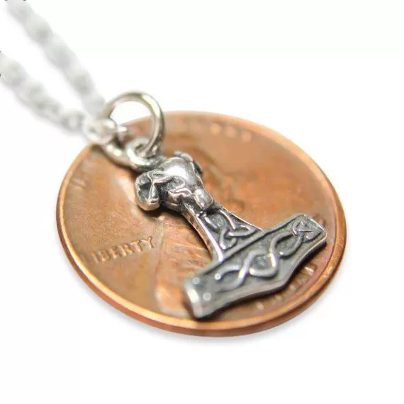 Tiny Mjolnir Rams Head Thors Hammer Necklace