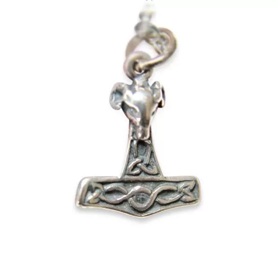 Tiny Mjolnir Rams Head Thors Hammer Necklace