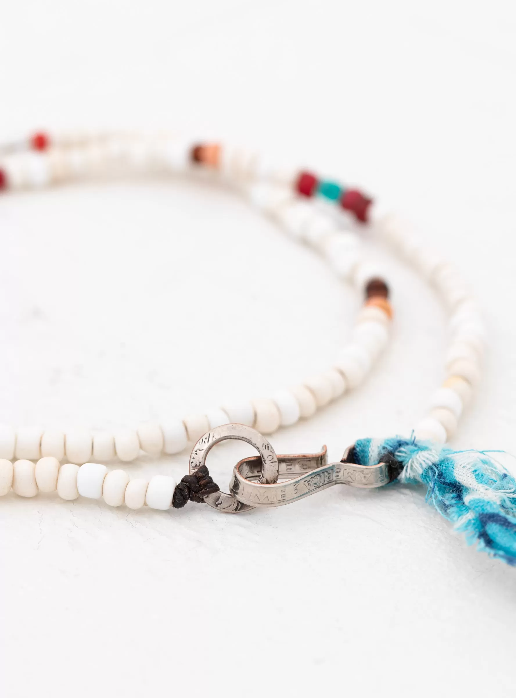 Venetian Bead & Bandana Necklace White