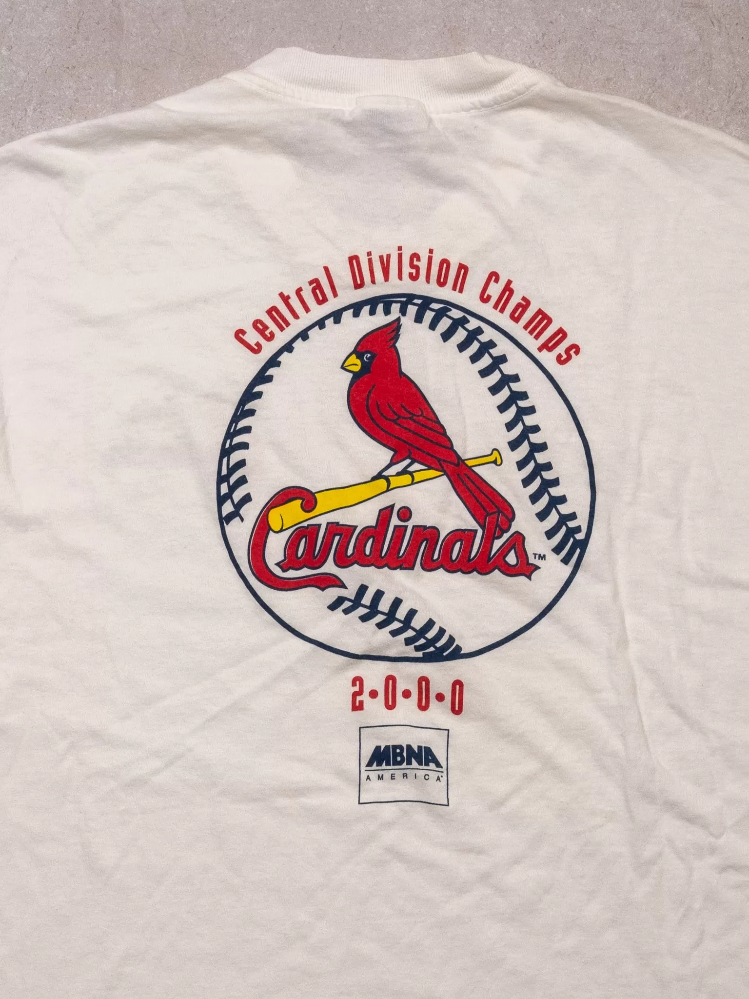 Vintage '00 White St Louis Cardinals Central Division Champs Tee (L)