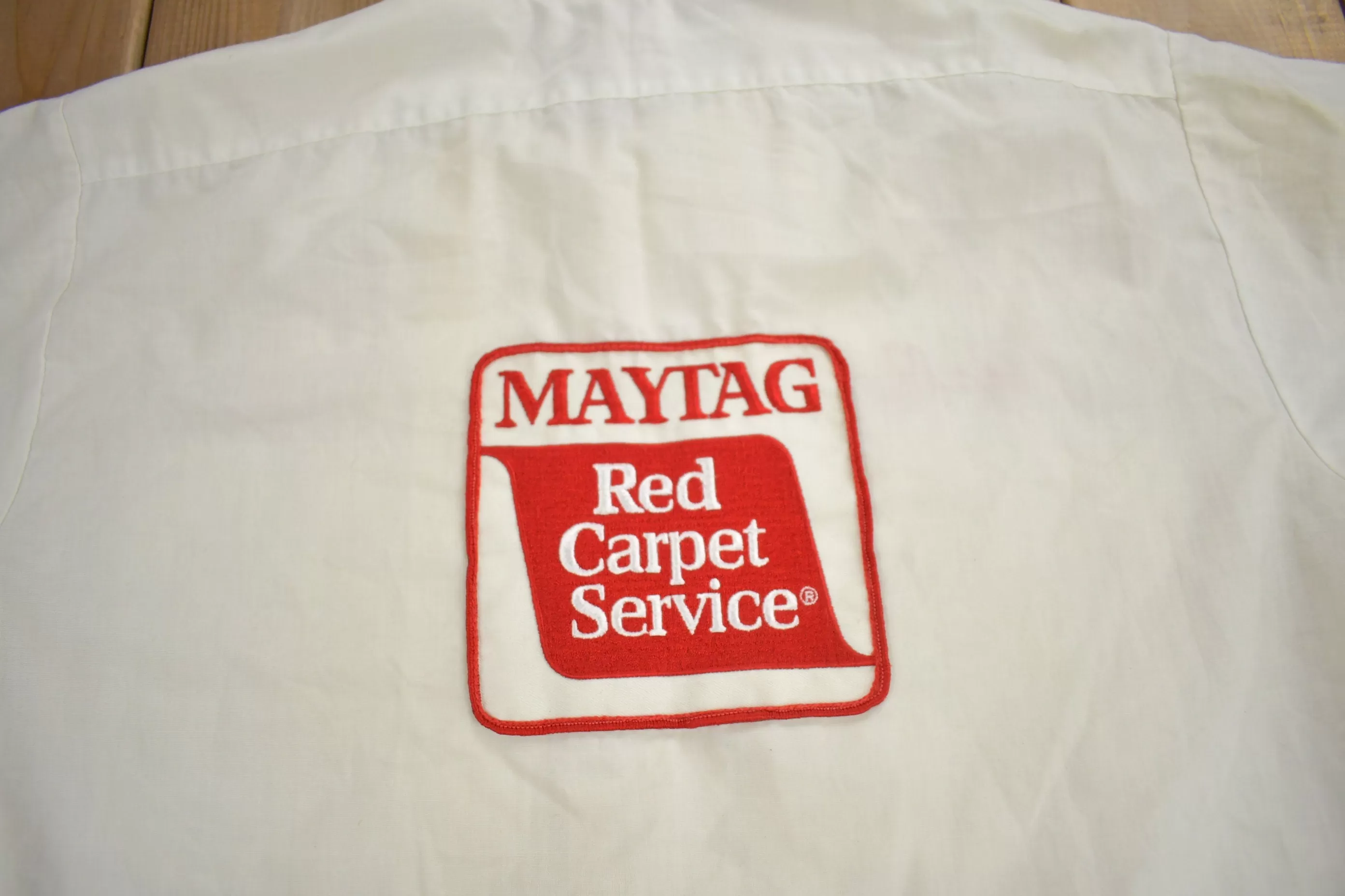 Vintage 1950s Maytag Red Carpet Service Button Up Shirt / 1950s Button Up / Vintage Workwear / Made IN USA / Chain Stitch