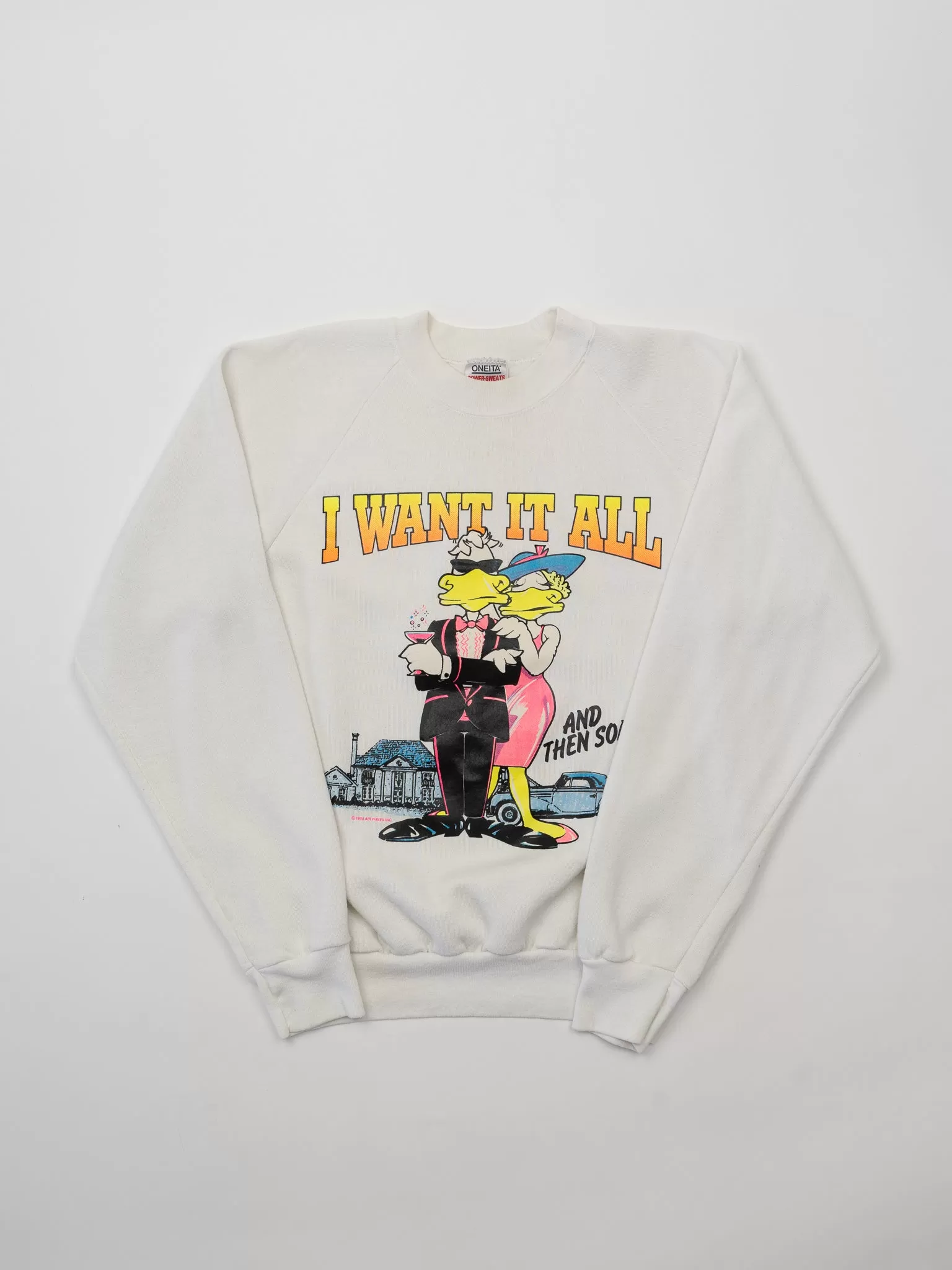 Vintage '90 'I Want It All' Duck Graphic Crewneck (L)