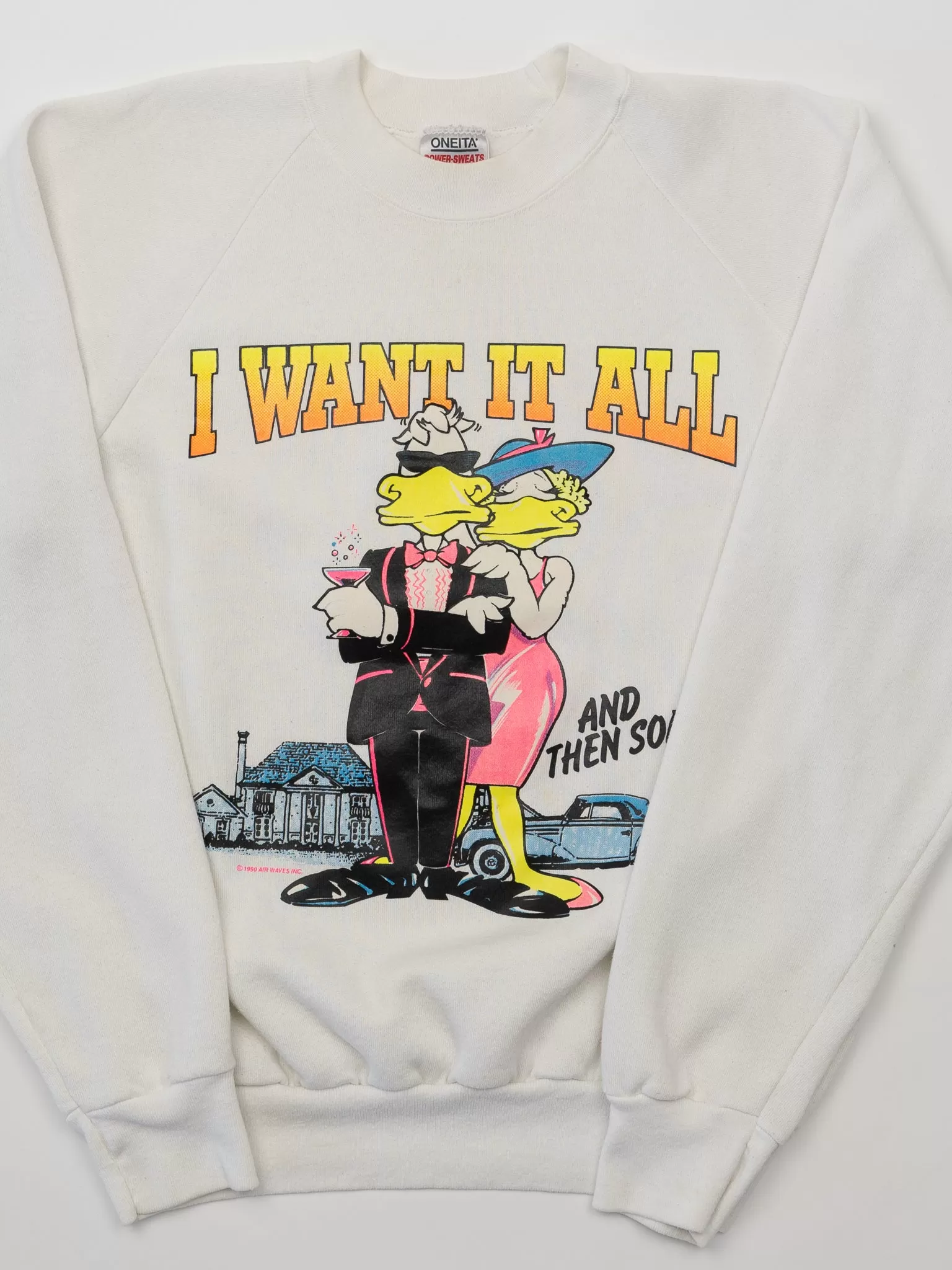 Vintage '90 'I Want It All' Duck Graphic Crewneck (L)