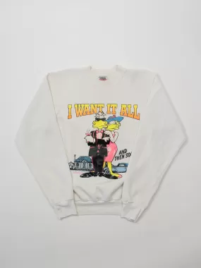 Vintage '90 'I Want It All' Duck Graphic Crewneck (L)