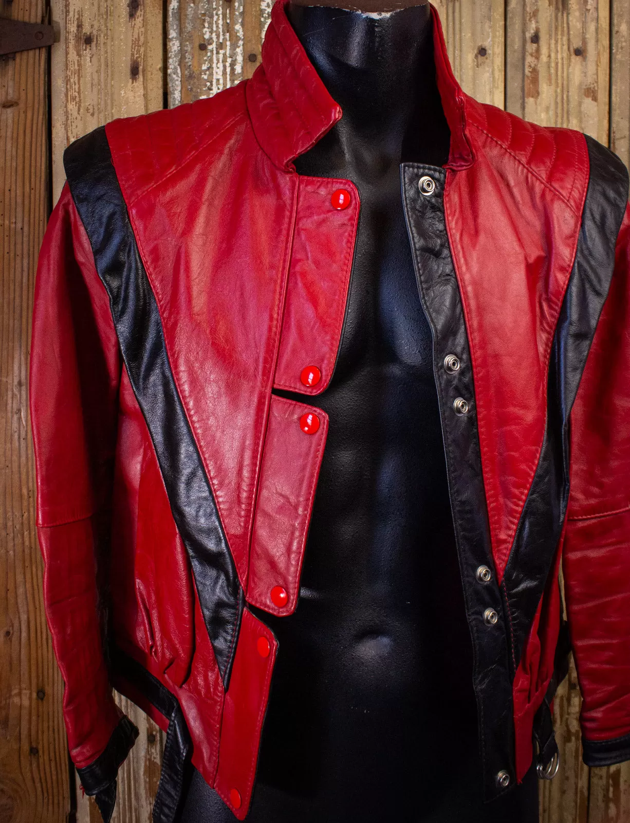 Vintage J. Palo Red Leather Jacket Cropped 80s Small/Medium