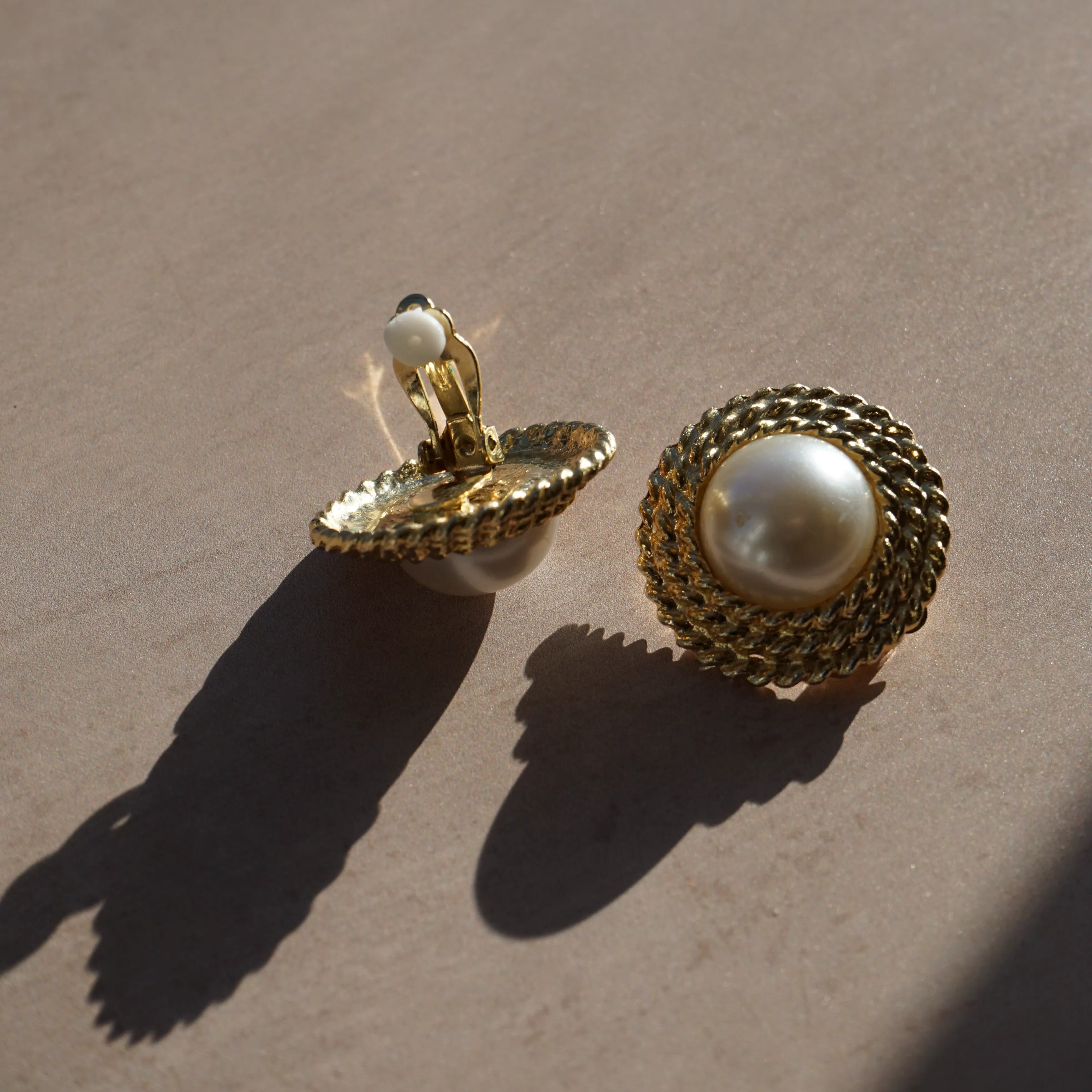 Vintage Statement Woven Pearl Clip-On Earrings