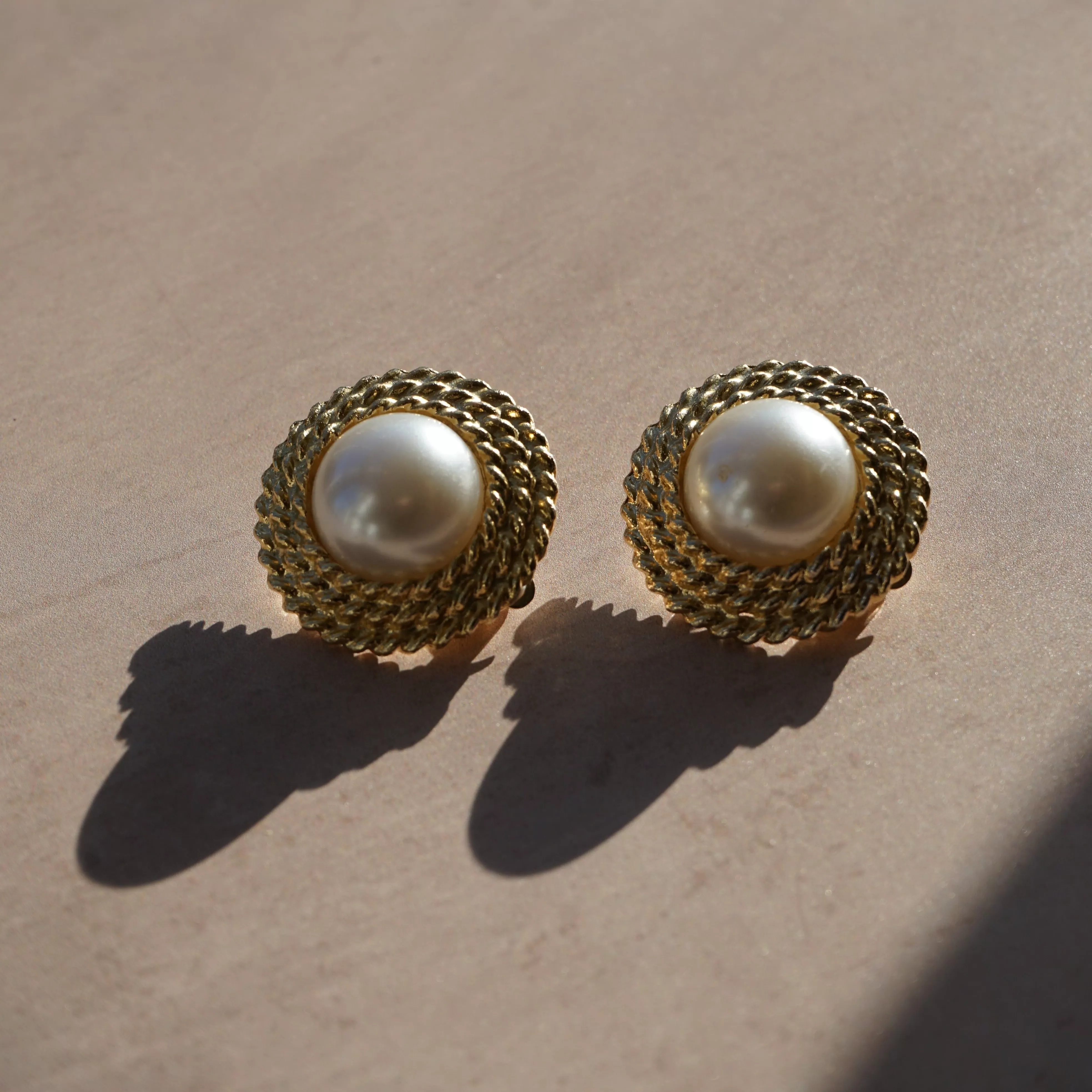 Vintage Statement Woven Pearl Clip-On Earrings