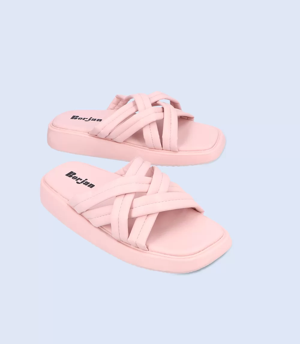 W9672-PINK-Women Platform Slippers