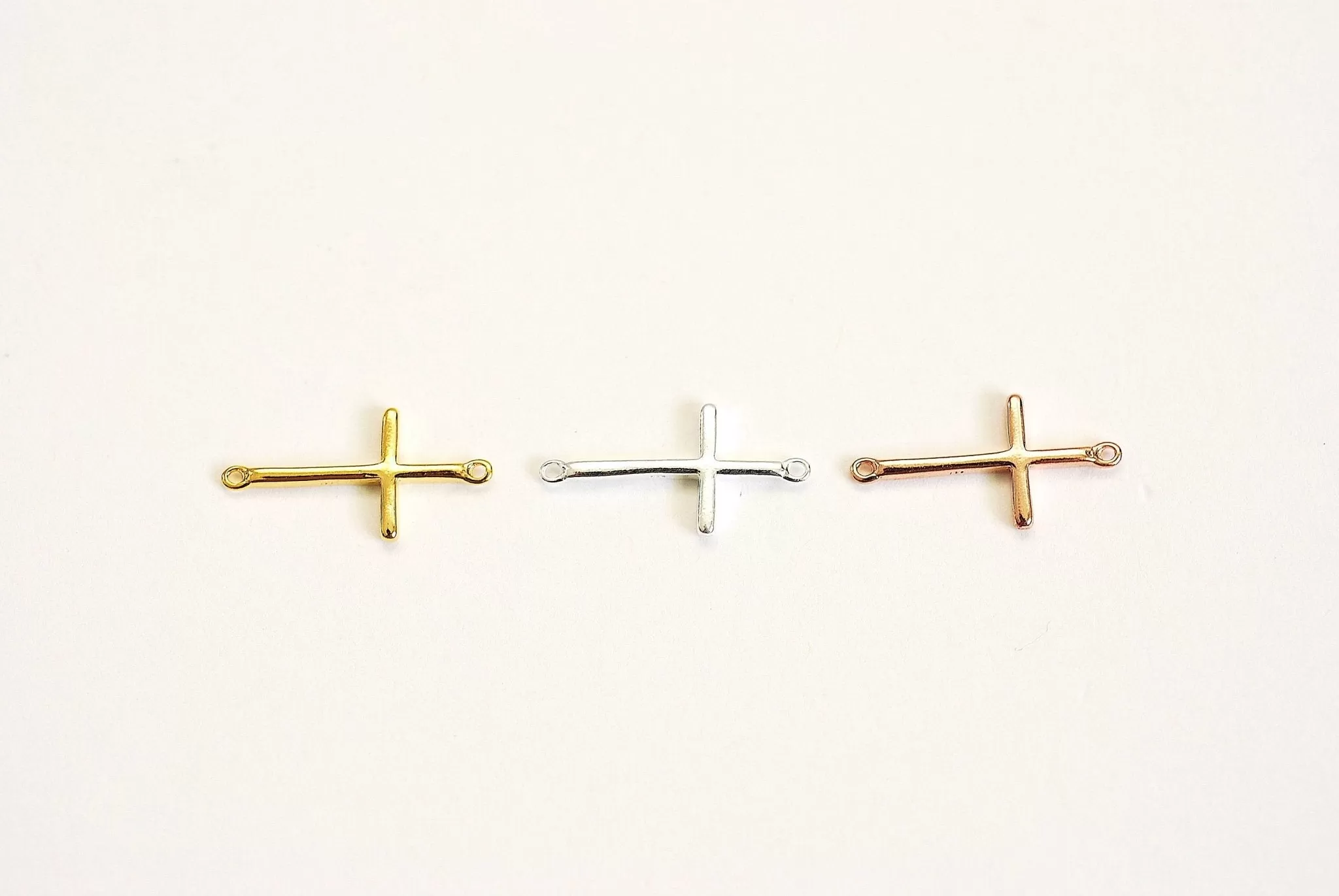 Wholesale Vermeil Gold Cross Connector Charm- Gold plated over sterling Silver, Solid 14K Gold, Spacer, Link, sideways horizontal cross, E48