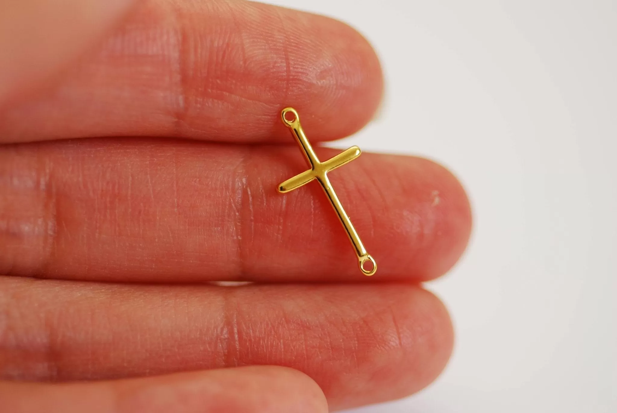 Wholesale Vermeil Gold Cross Connector Charm- Gold plated over sterling Silver, Solid 14K Gold, Spacer, Link, sideways horizontal cross, E48