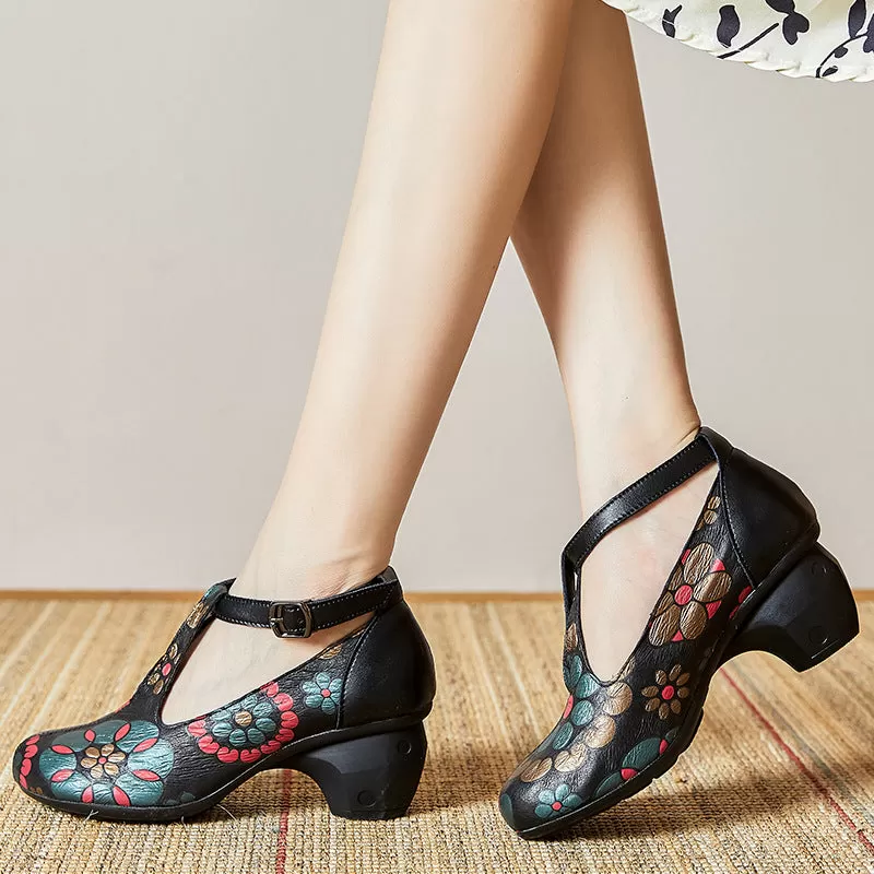 Women Autumn Retro Leather Pump Casual Shoes