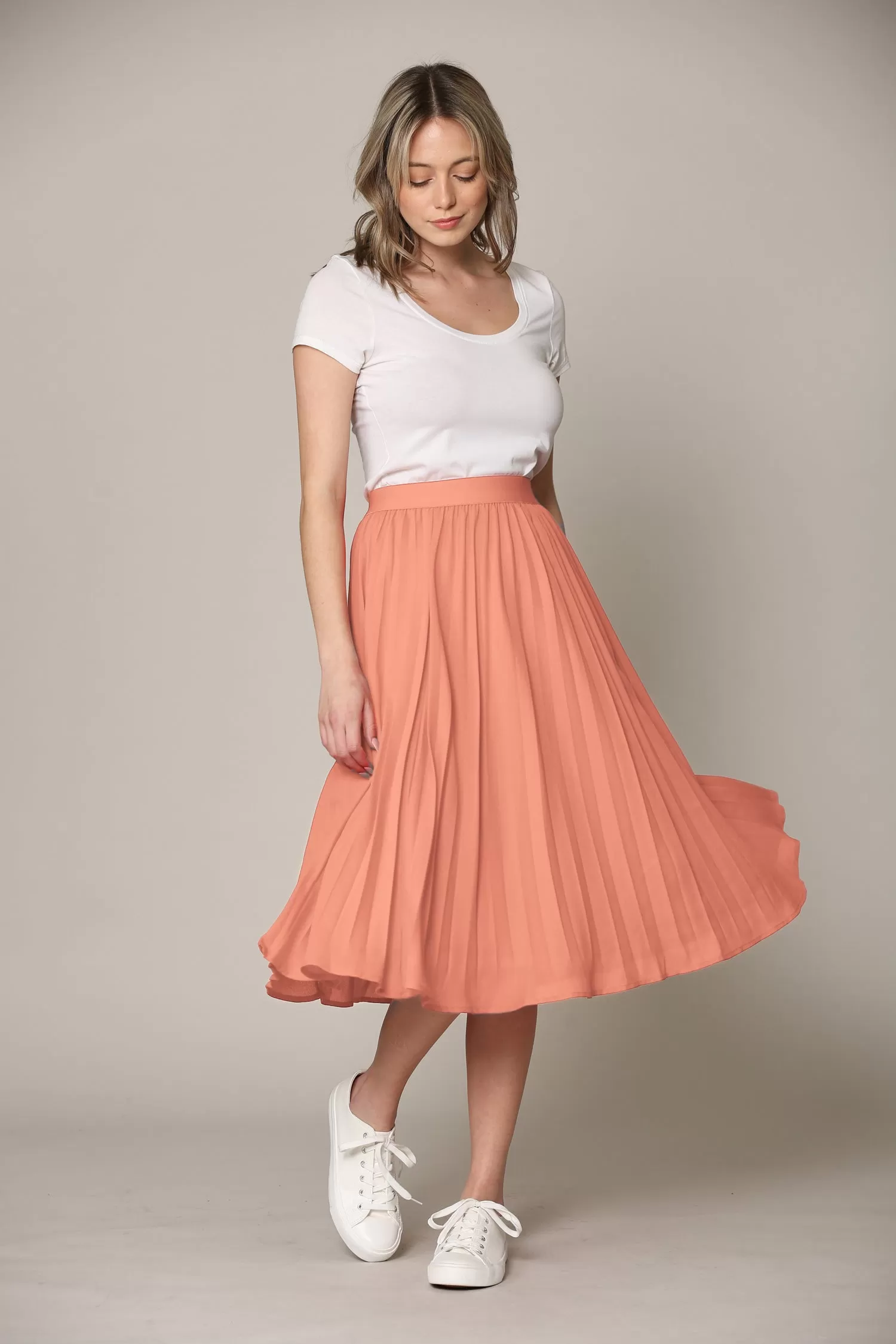 Women's Pleated Swing A-Line Midi Skirt