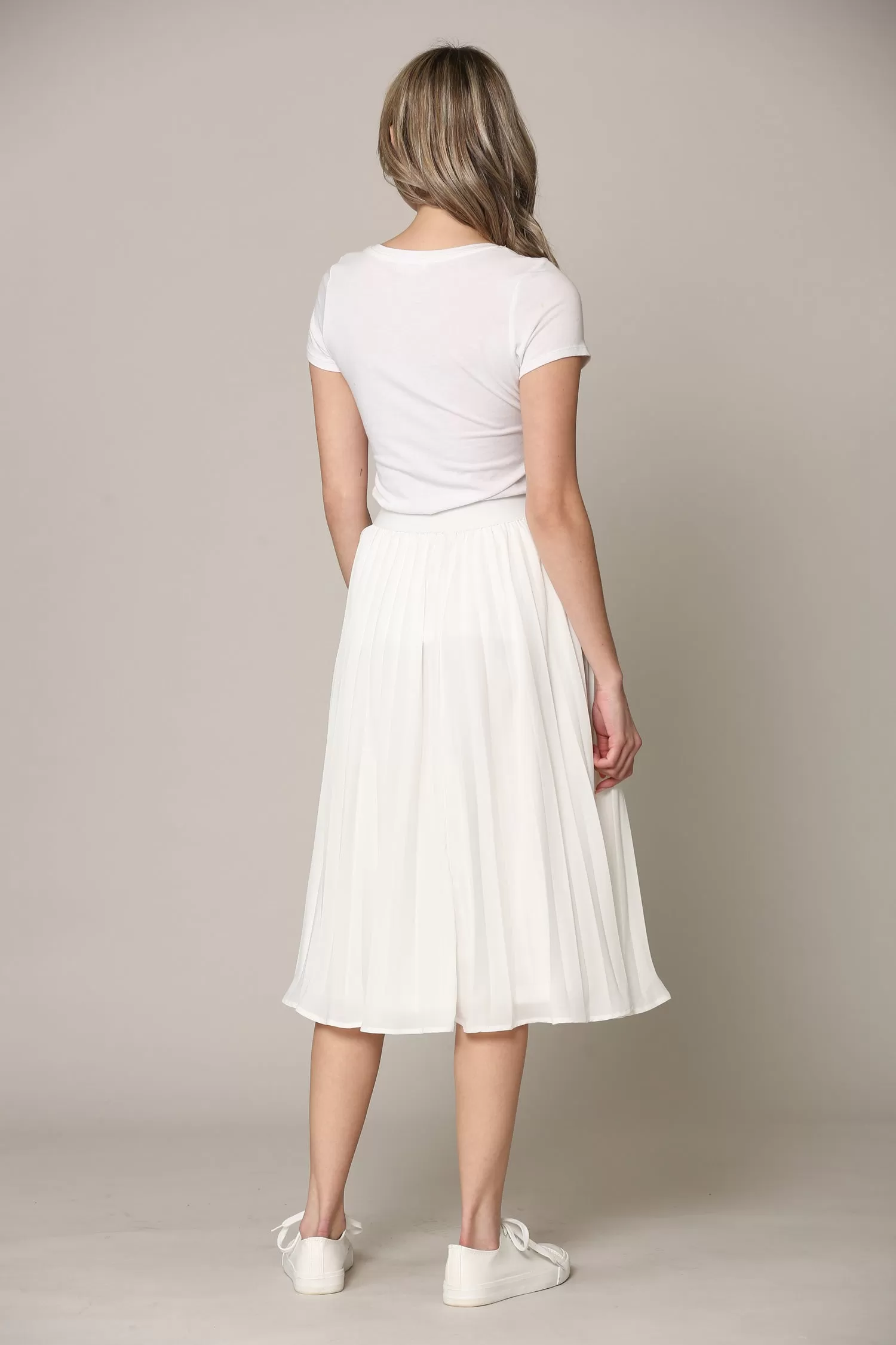 Women's Pleated Swing A-Line Midi Skirt