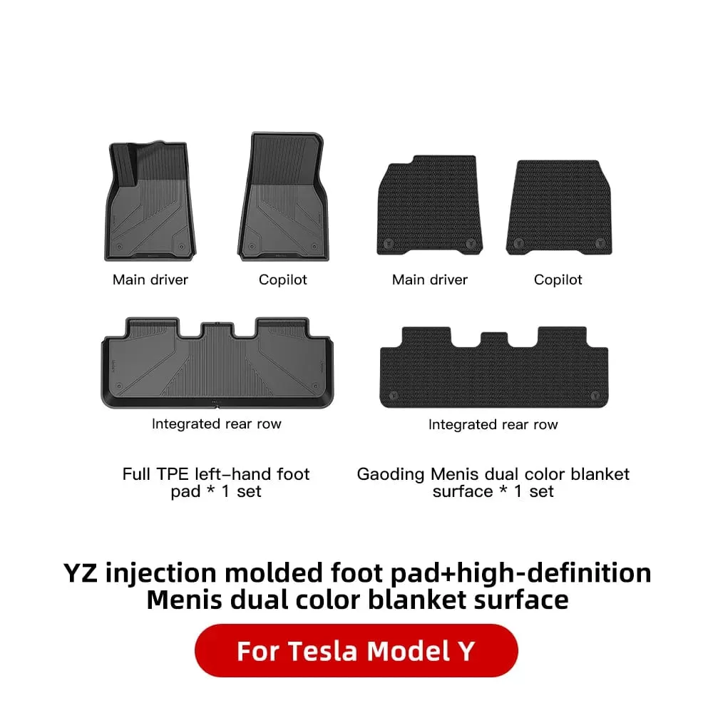 YZ For Tesla Floor Mats Model 3 Y 2021-2023 Car Four Seasons Waterproof Non-slip Floor Mat NEW  TPE Special Car Accessories