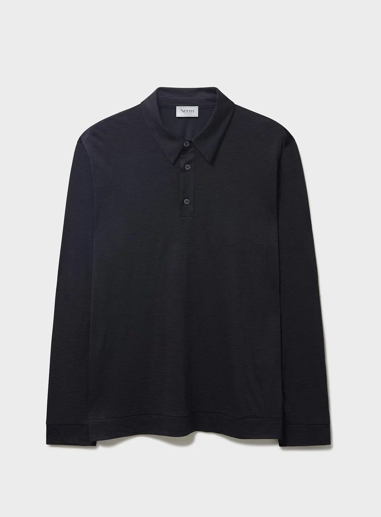 ZQ Merino Wool Black Stripe Long Sleeve Polo